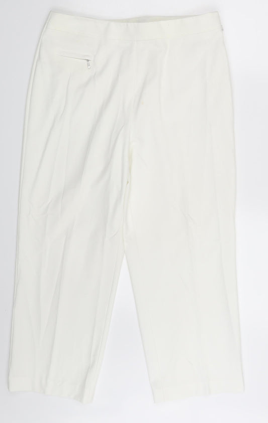 M&S Womens Ivory   Trousers  Size 14 L22.5 in