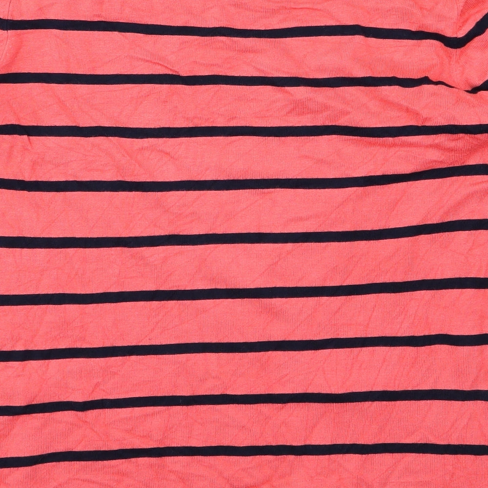 M&S  Womens Pink Striped Knit Pullover Jumper Size 14