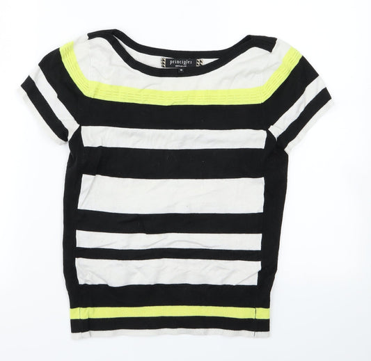 Principleas Womens Black Striped Knit Pullover Jumper Size 10