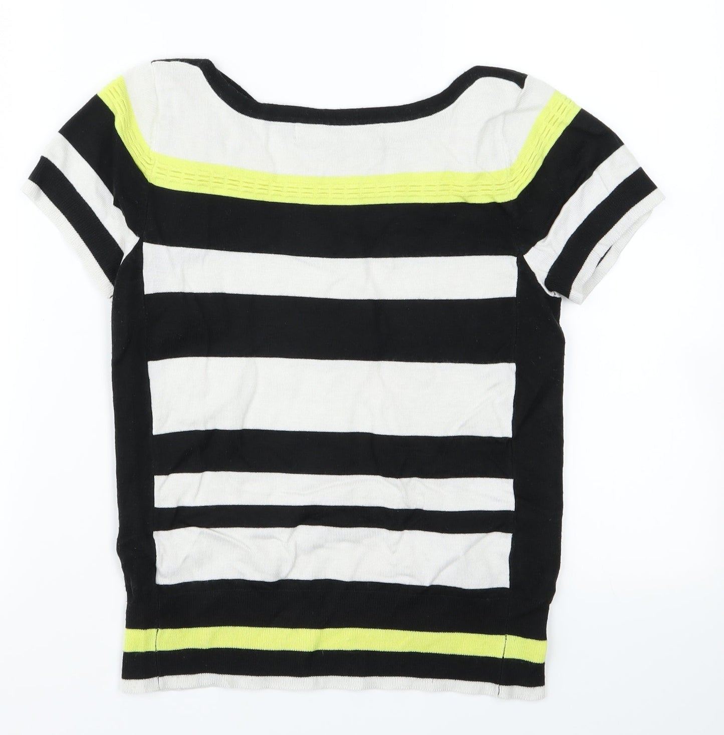 Principleas Womens Black Striped Knit Pullover Jumper Size 10
