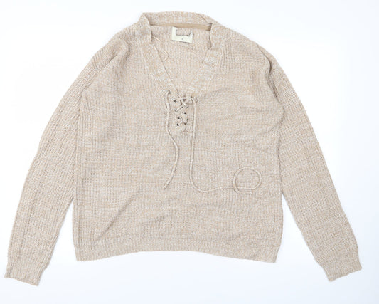 Preworn Womens Beige  Knit Pullover Jumper Size M