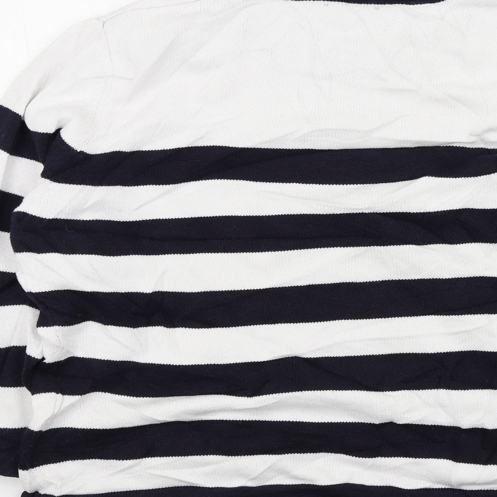 cc Womens White Striped  Pullover Jumper Size L