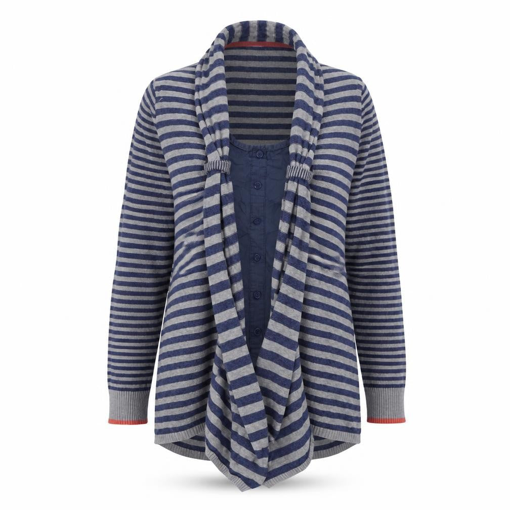 M&S Womens Blue Striped  Cardigan Jumper Size 12