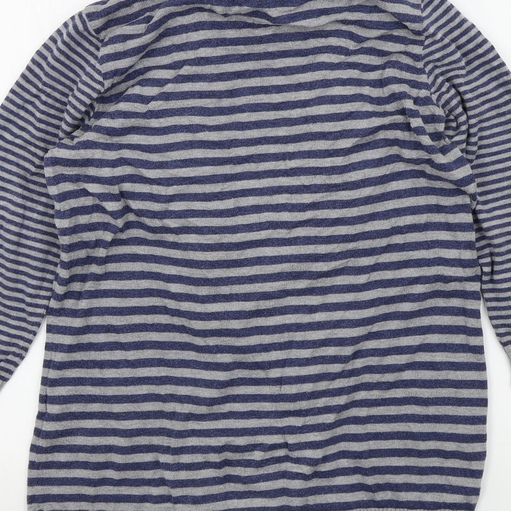 M&S Womens Blue Striped  Cardigan Jumper Size 12