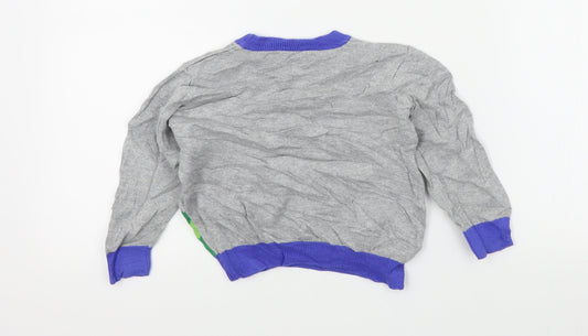 Nutmeg Boys Grey Colourblock  Pullover Jumper Size 36 Months  - dinasour