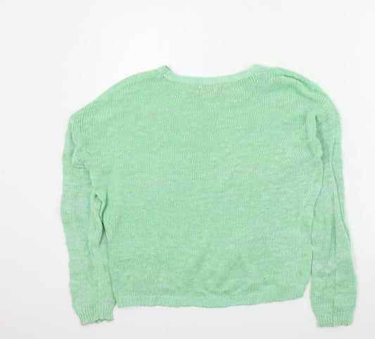 Ally Womens Green Floral  Pullover Jumper Size L