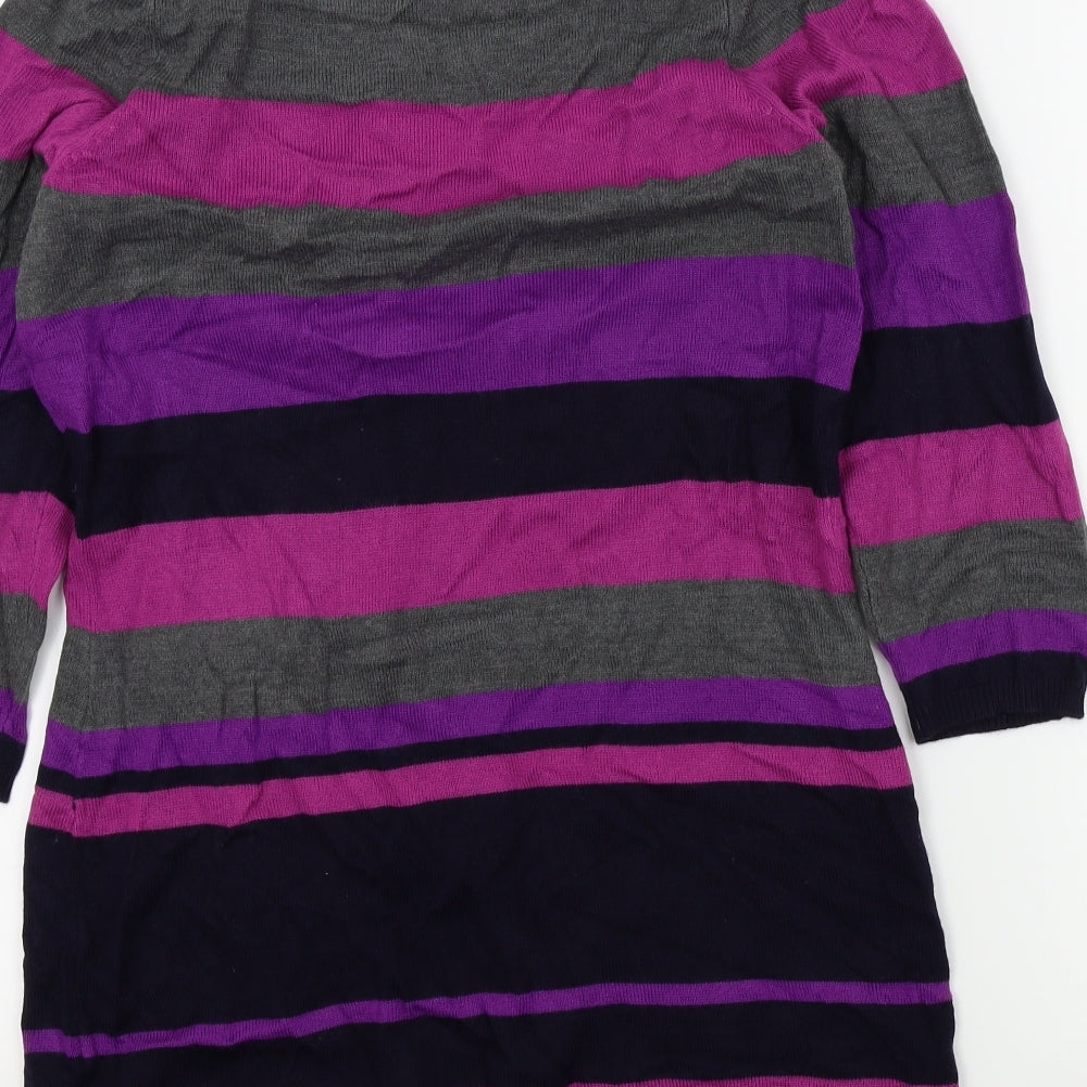 M&S Womens Green Striped  Pullover Jumper Size 12