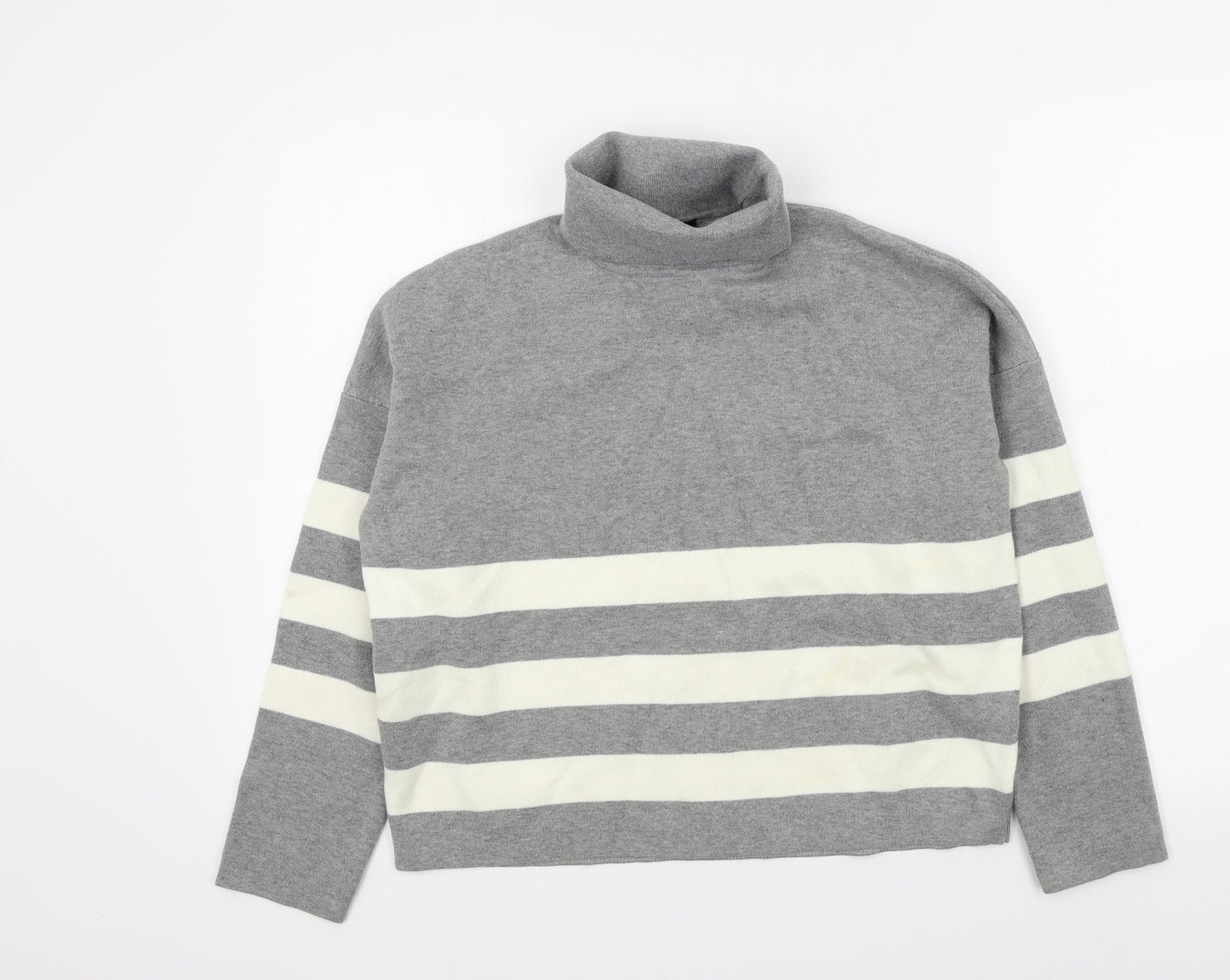 New Look Womens Grey Striped  Pullover Jumper Size M
