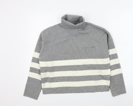 New Look Womens Grey Striped  Pullover Jumper Size M