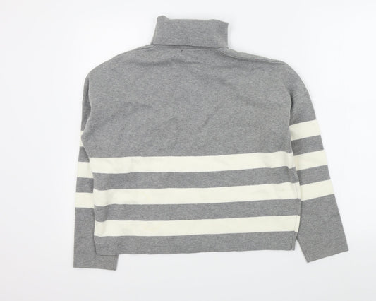 New Look Womens Grey Striped  Pullover Jumper Size M
