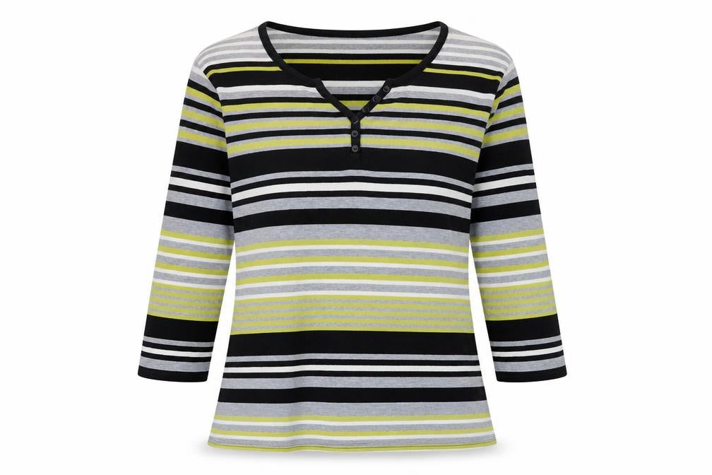 hle Womens Grey Striped  Basic T-Shirt Size M