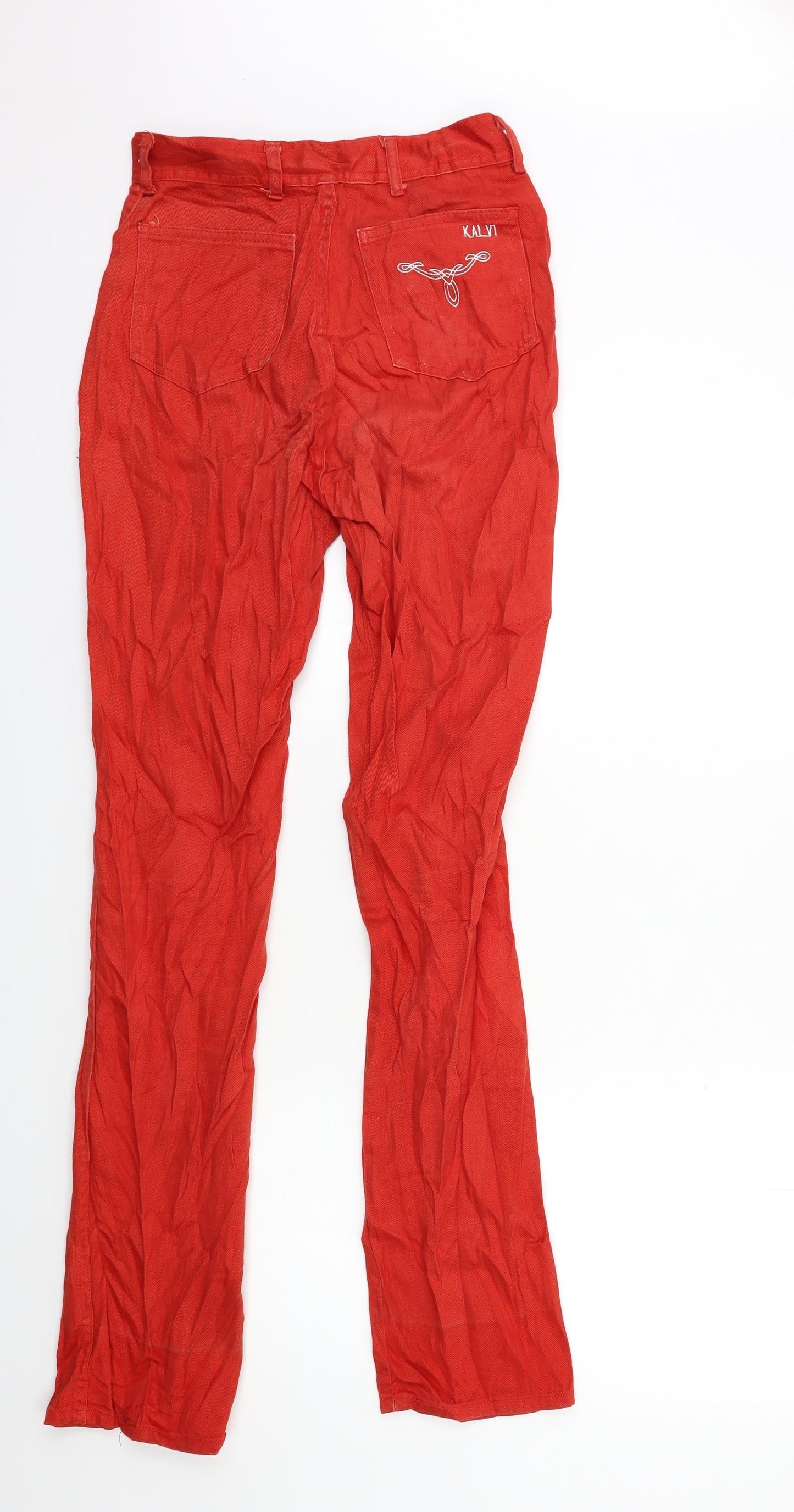 Preworn Womens Red  Denim Skinny Jeans Size 26 in L31 in