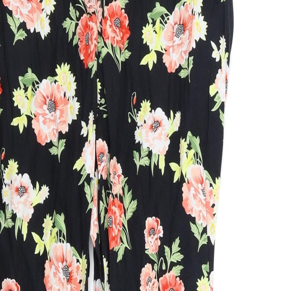 Peacocks Womens Black Floral  Trousers  Size 10 L29 in