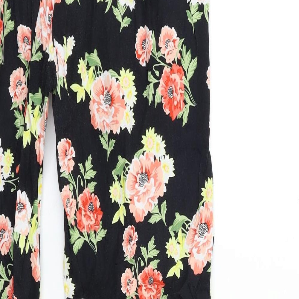 Peacocks Womens Black Floral  Trousers  Size 10 L29 in