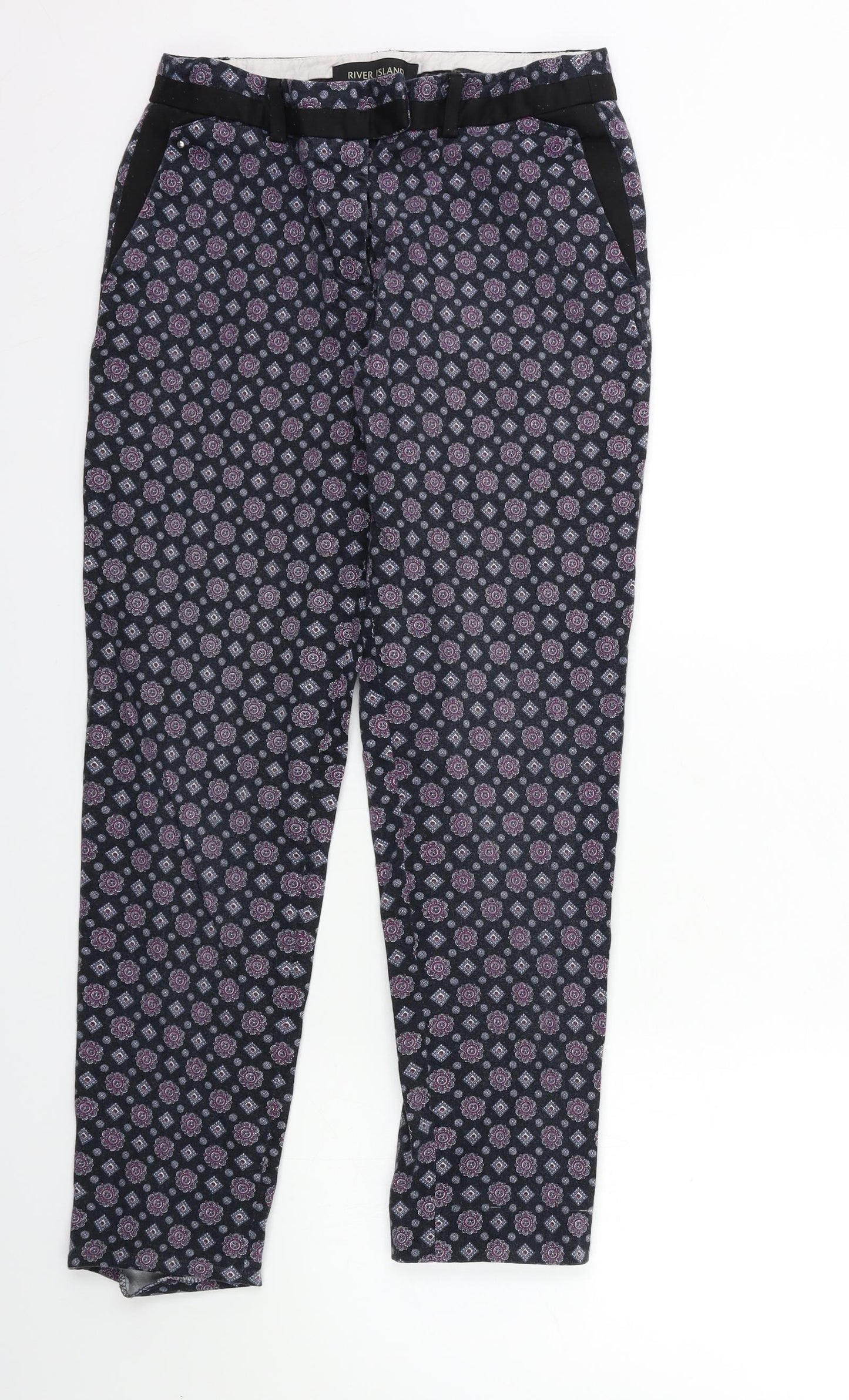 River Island Womens Black Geometric  Trousers  Size 8 L26 in