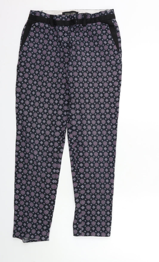 River Island Womens Black Geometric  Trousers  Size 8 L26 in