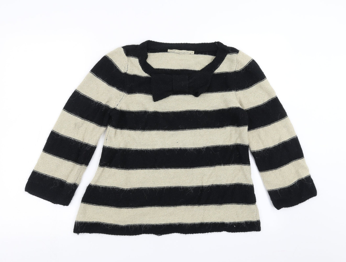 NEXT Womens Black Striped Knit Pullover Jumper Size 10