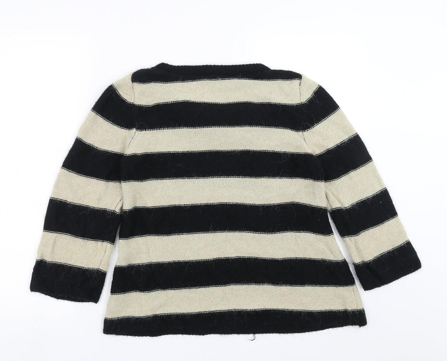 NEXT Womens Black Striped Knit Pullover Jumper Size 10