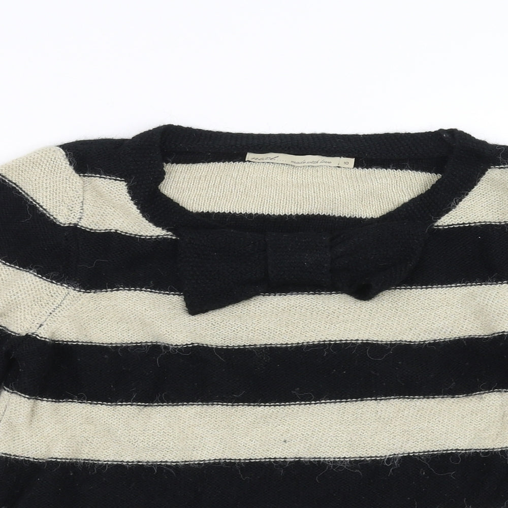 NEXT Womens Black Striped Knit Pullover Jumper Size 10