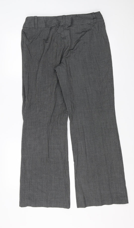 Marks and Spencer Womens Grey Striped  Trousers  Size 14 L29 in