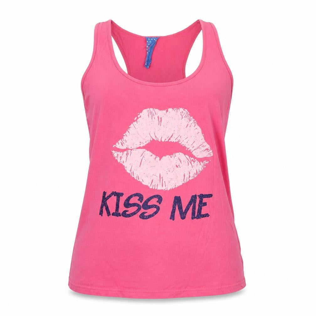Secret Possessions Womens Pink Solid  Top Pyjama Pants Size L  - kiss me