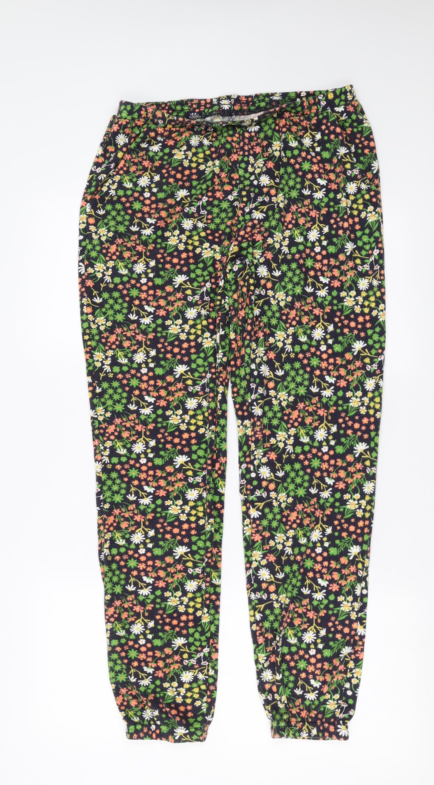 Preworn Womens Blue Floral Fleece Trousers  Size 30 in L29 in