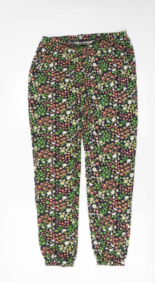 Preworn Womens Blue Floral Fleece Trousers  Size 30 in L29 in