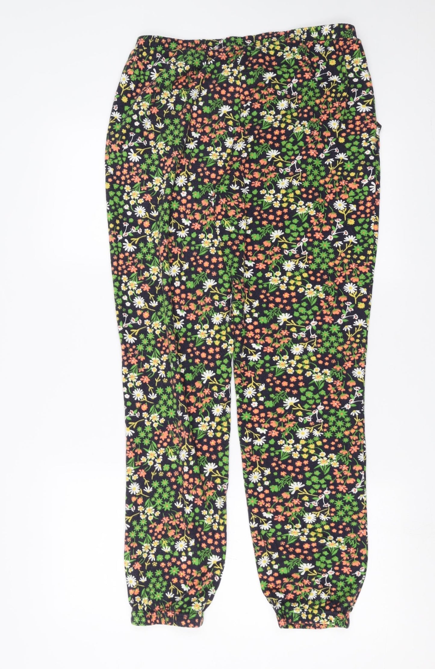 Preworn Womens Blue Floral Fleece Trousers  Size 30 in L29 in