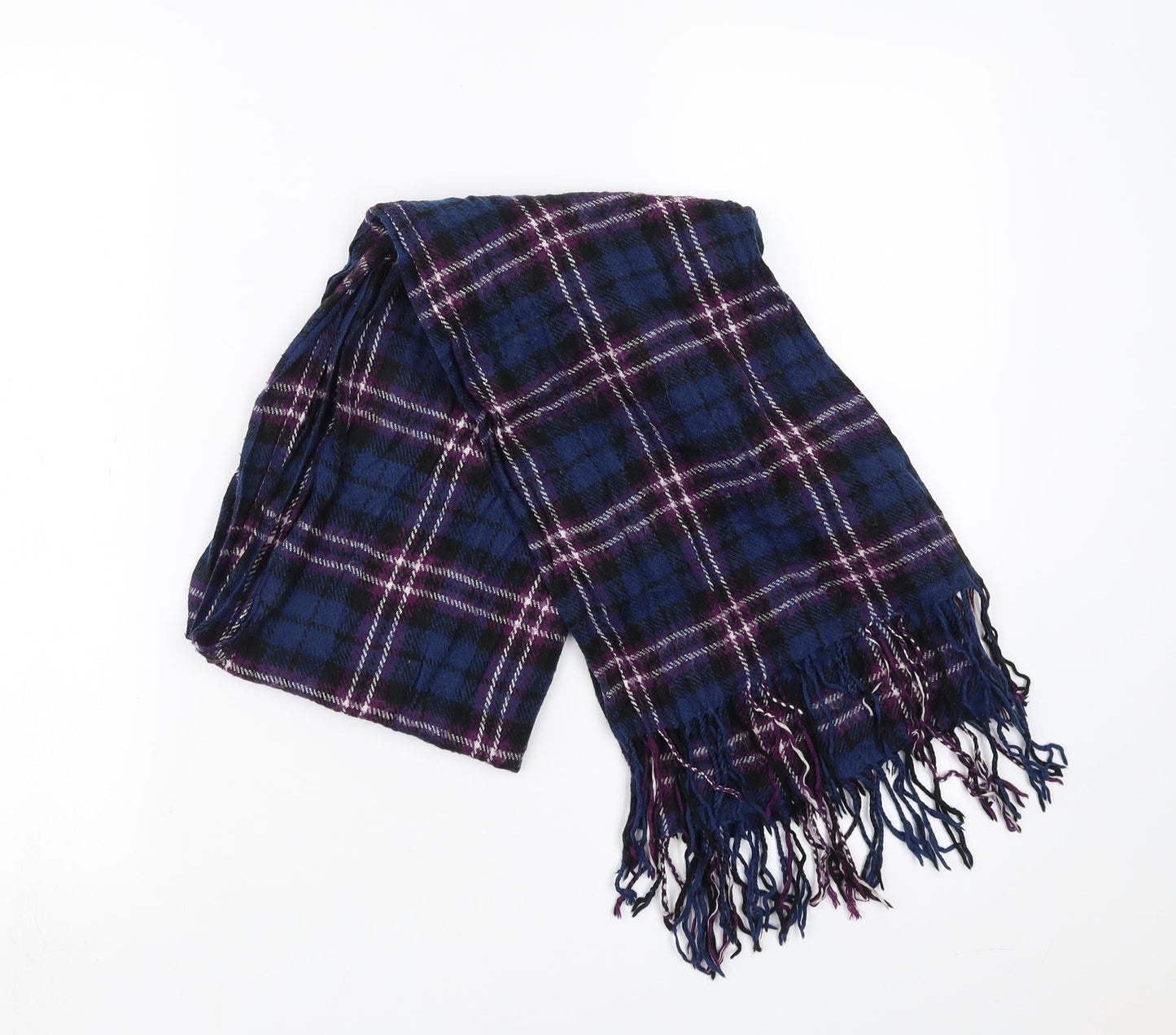 Preworn Womens Blue Plaid   Scarf