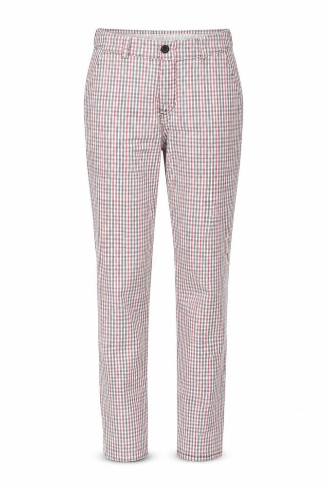 Preworn Womens Red Check Denim Straight Jeans Size 25 L26 in