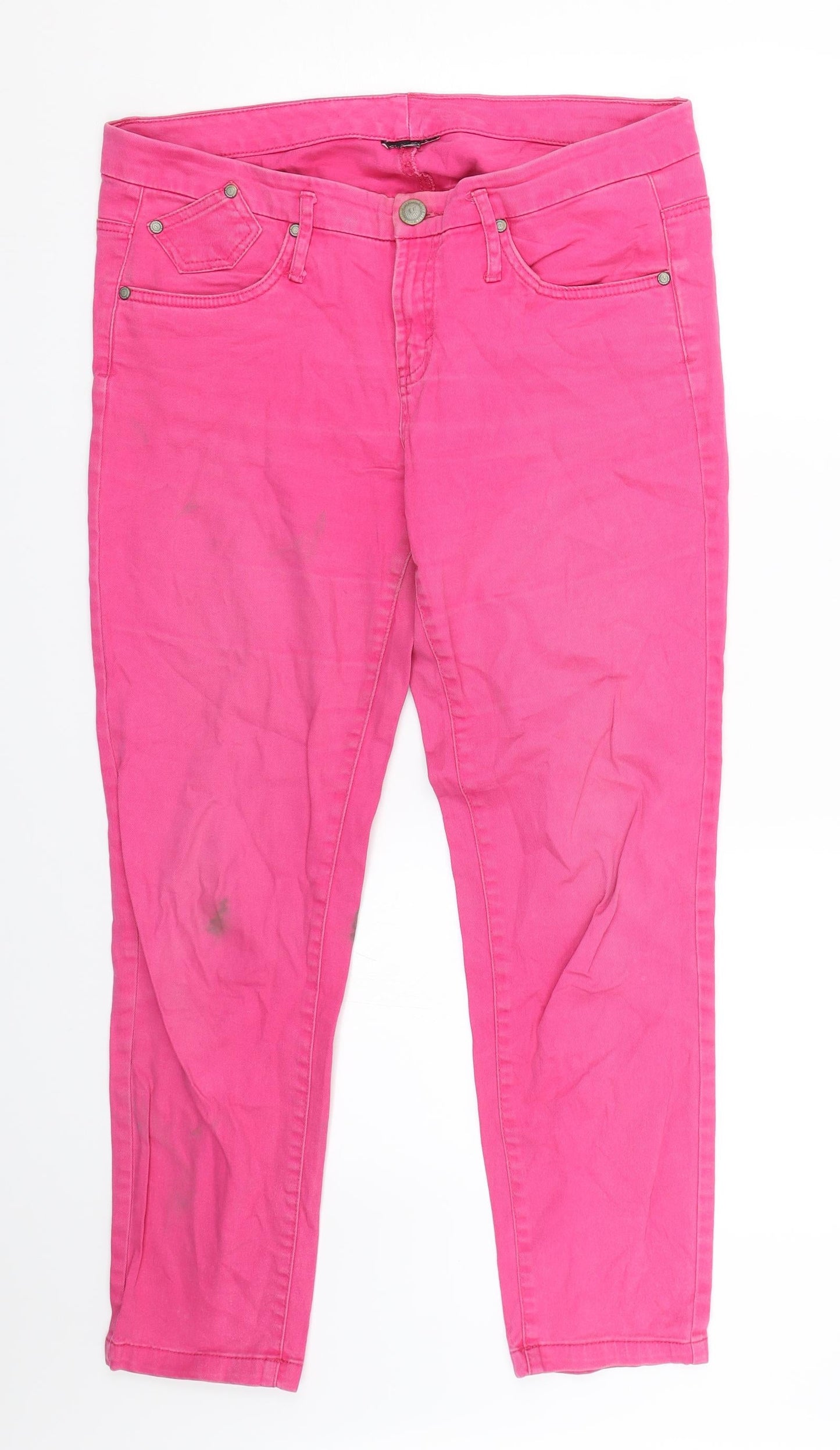 Preworn Womens Pink  Denim Skinny Jeans Size 34 L25 in