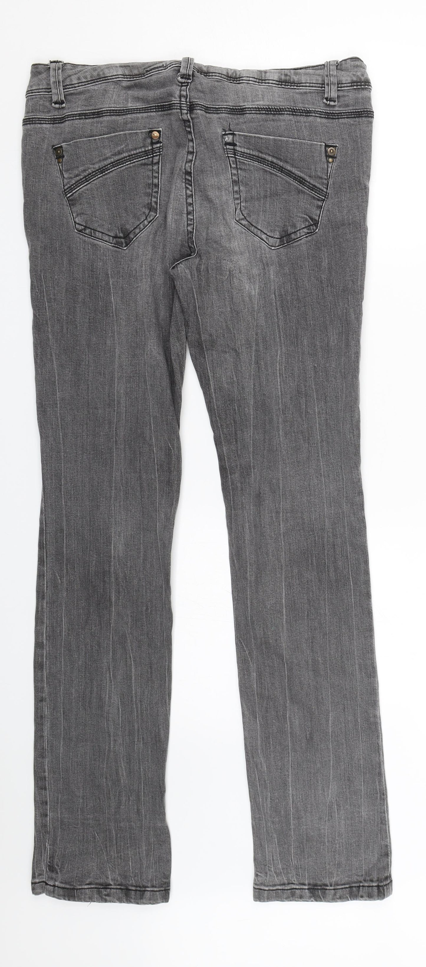 New Look Womens Grey  Denim Straight Jeans Size 12 L29 in