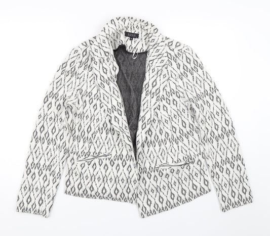 Soon Womens White Argyle/Diamond  Jacket  Size 14