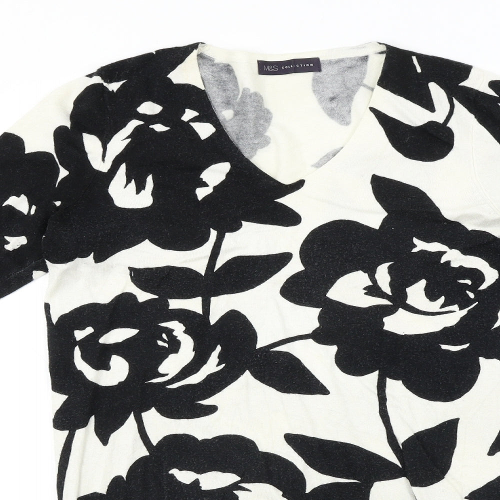 Marks and Spencer  Womens Beige Floral  Pullover Jumper Size 12