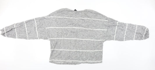 New Look  Womens Grey Striped  Pullover Jumper Size L