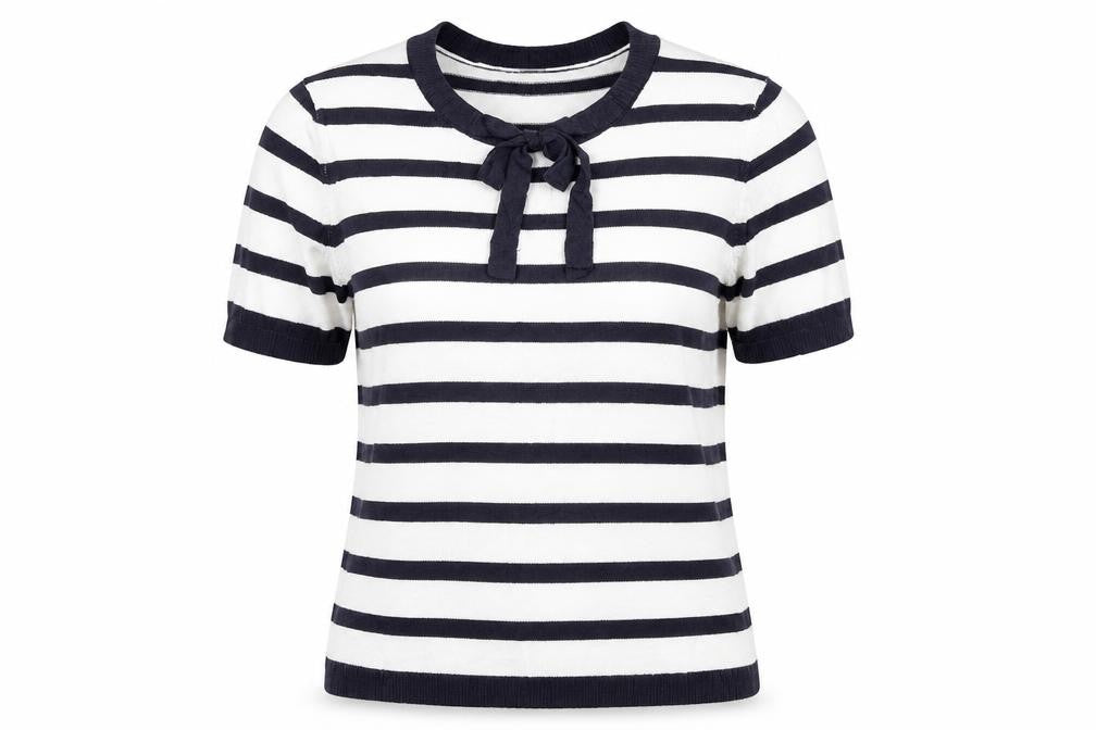 Marks and Spencer  Womens White Striped  Basic T-Shirt Size 12