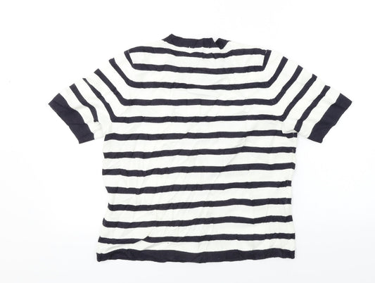 Marks and Spencer  Womens White Striped  Basic T-Shirt Size 12
