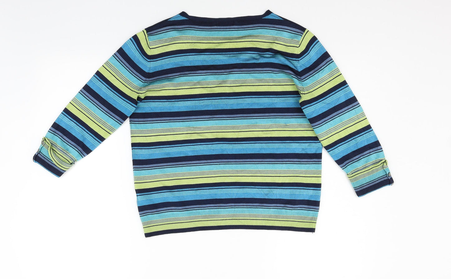 PLANET Womens Blue Striped  Pullover Jumper Size M