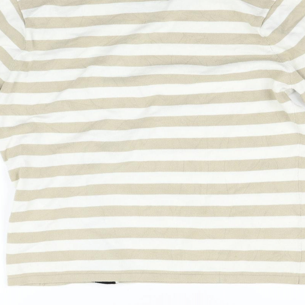 CASAMIA Womens Beige Striped  Pullover Jumper Size M