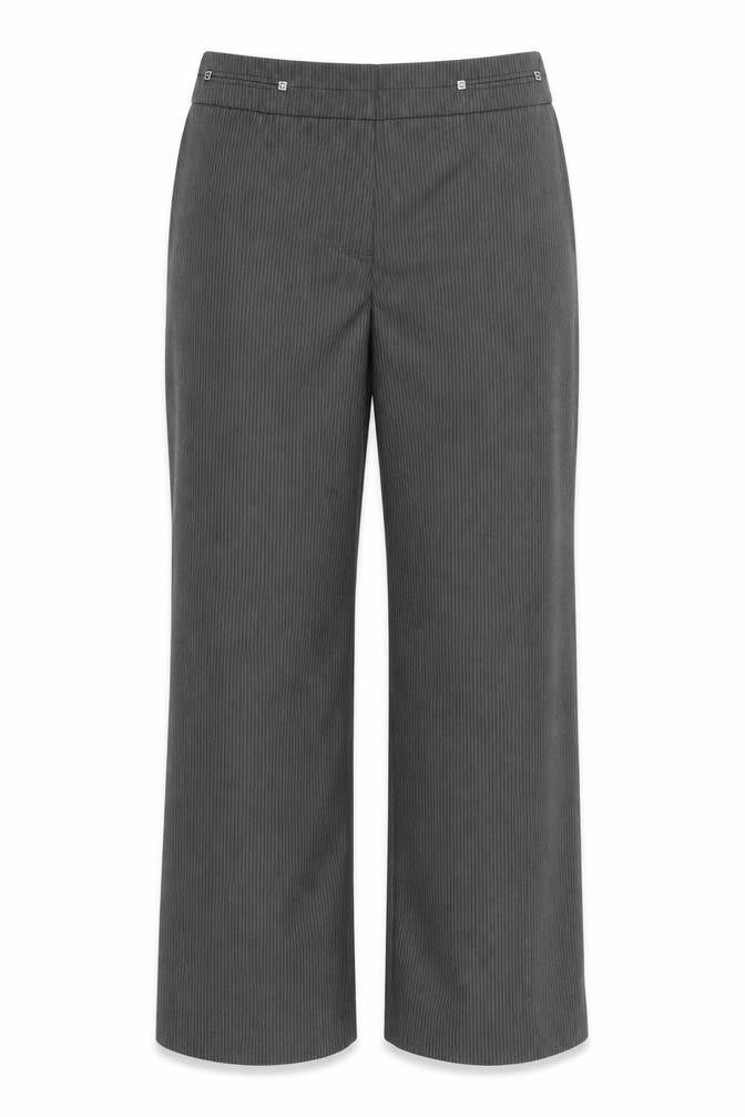 Marks and Spencer Womens Grey Striped  Trousers  Size 14 L29 in