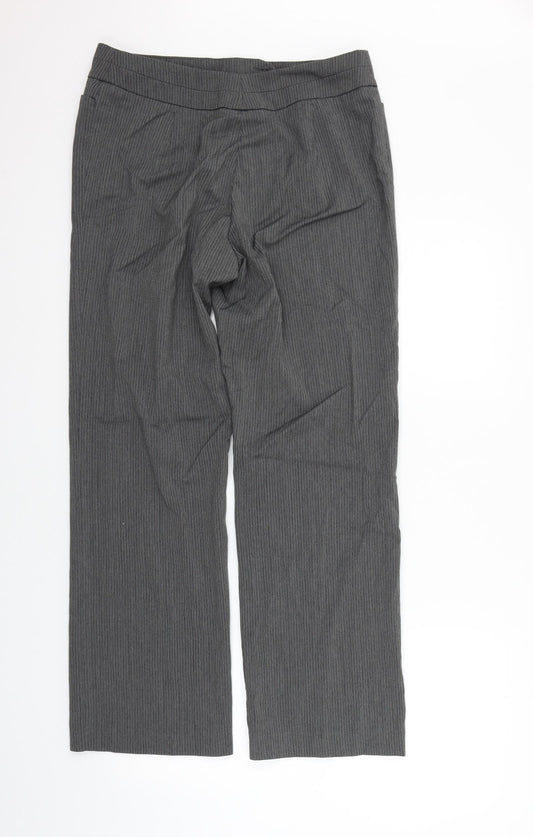 Marks and Spencer Womens Grey Striped  Trousers  Size 14 L29 in