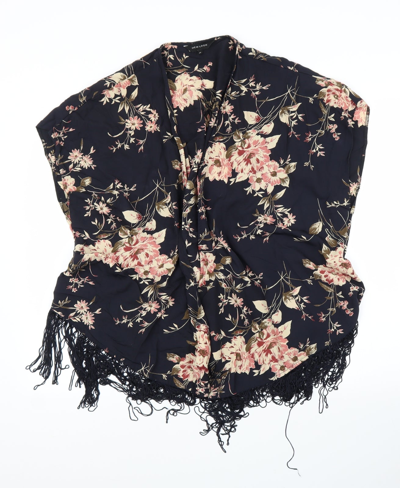 New Look Womens Blue Floral  Kimono Blouse Size 10