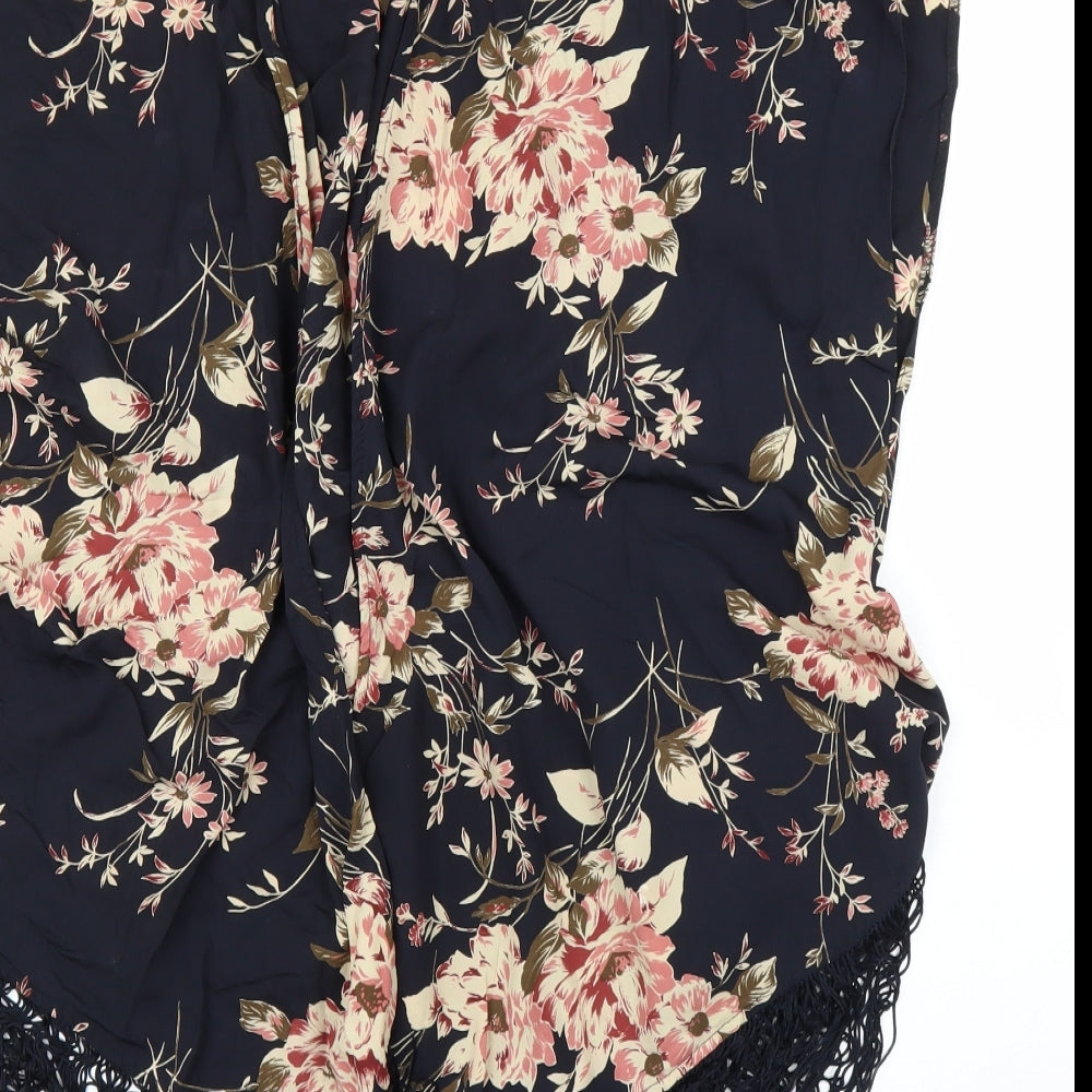 New Look Womens Blue Floral  Kimono Blouse Size 10