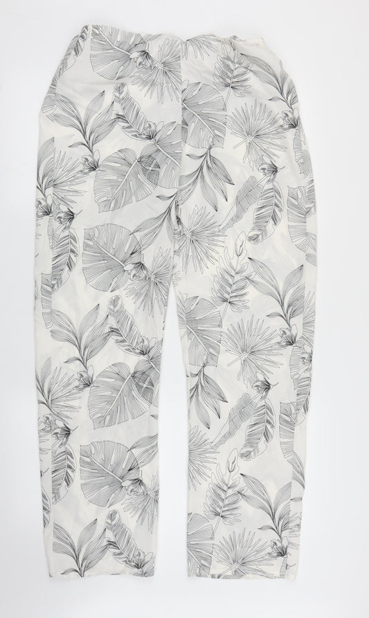 Preworn Womens White Floral  Bloomer Trousers Size 10 L29 in