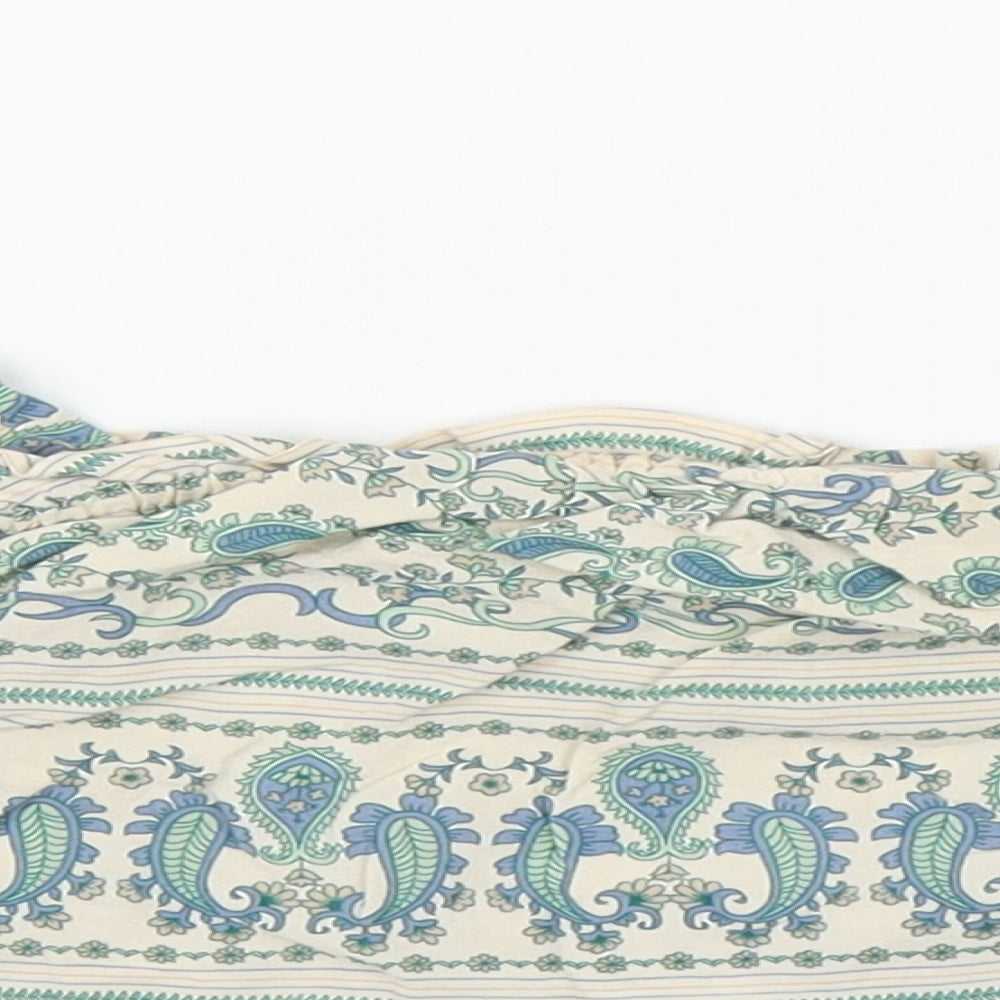 H&M Womens Beige Paisley  Cropped Blouse Size 6