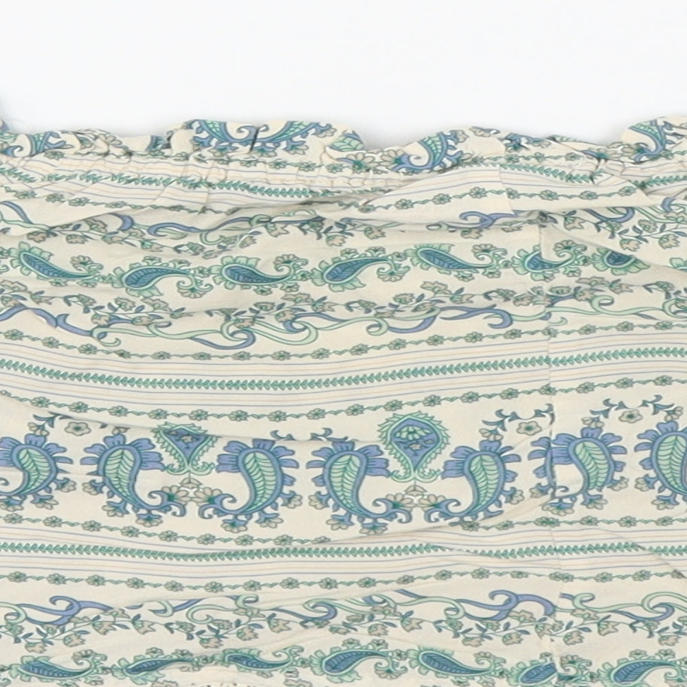 H&M Womens Beige Paisley  Cropped Blouse Size 6
