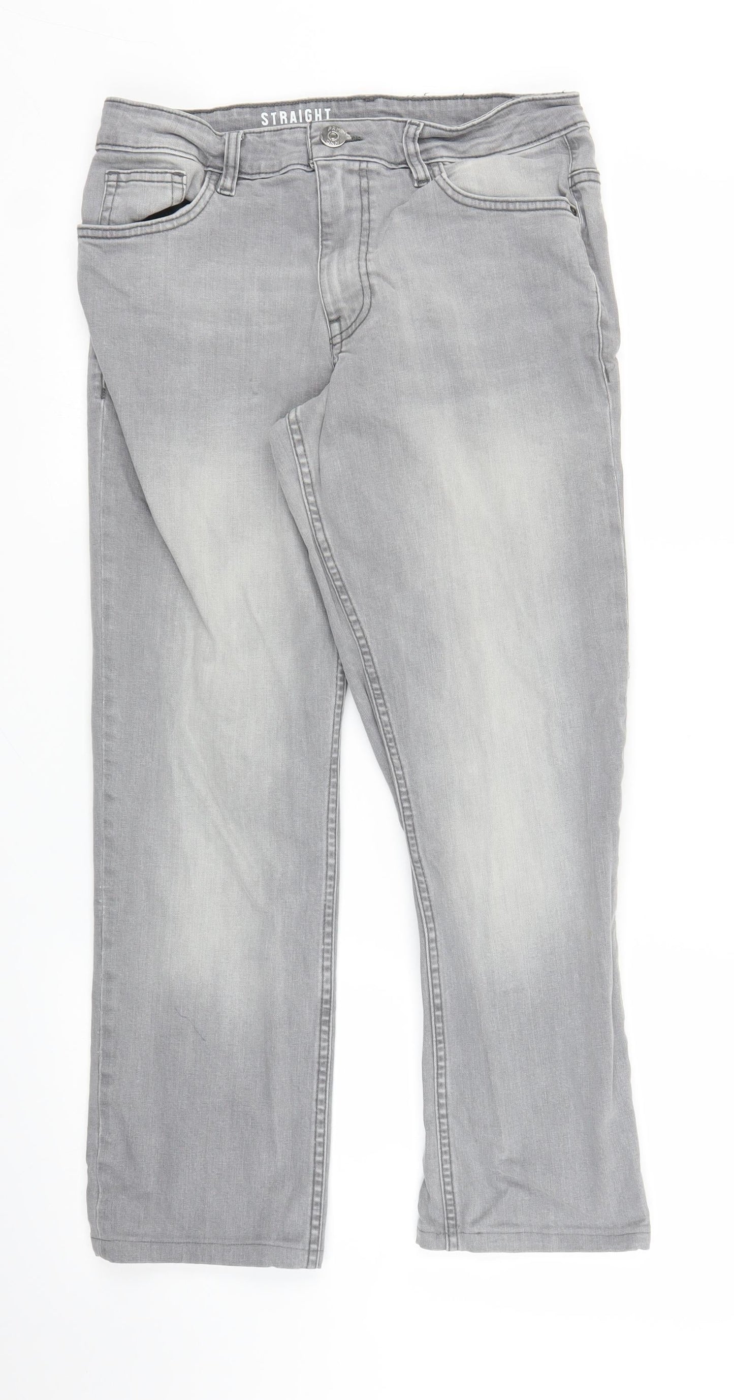 Preworn Mens Grey  Denim Straight Jeans Size 26 in L25 in