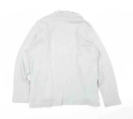 Elegant Body Womens Grey Striped  Cardigan Jumper Size M