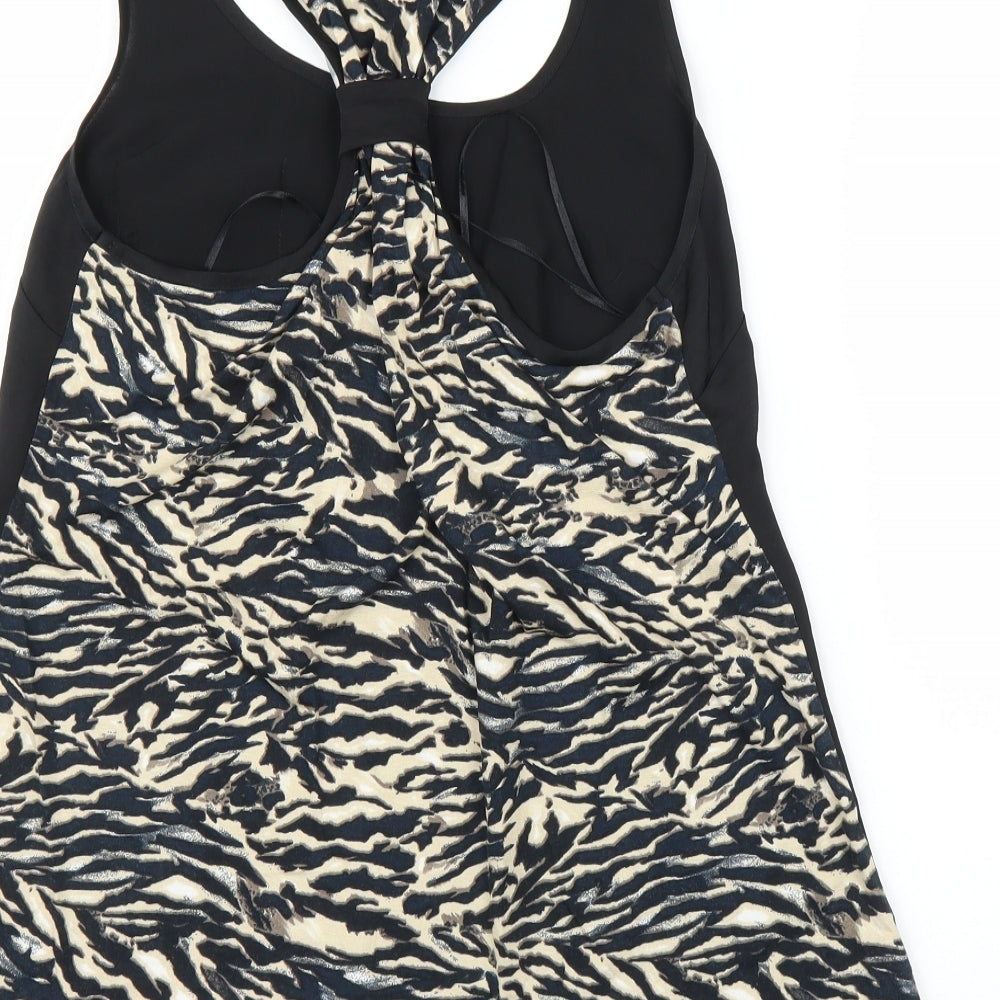 Diamond Womens Black Animal Print  Basic Blouse Size 12  - Leopard print