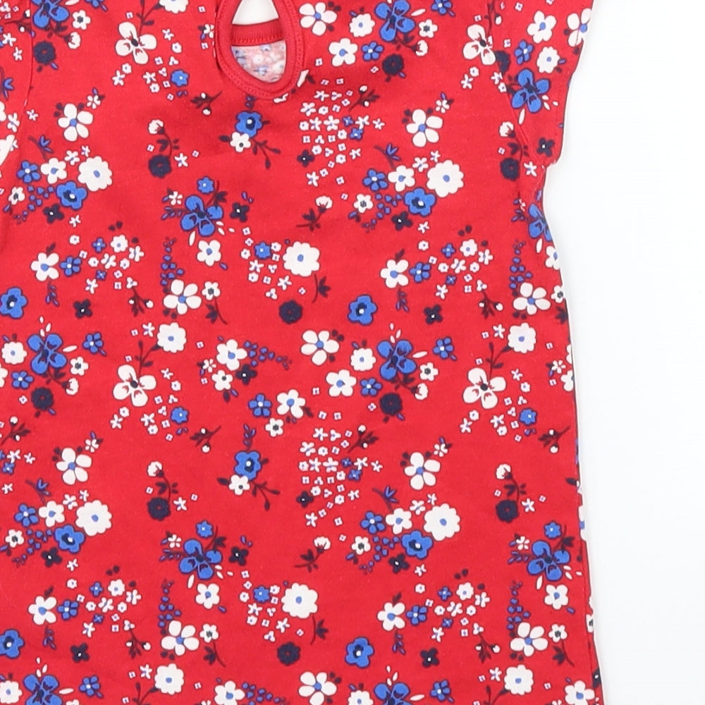 TU Girls Red Floral  Basic Blouse Size 9-12 Months